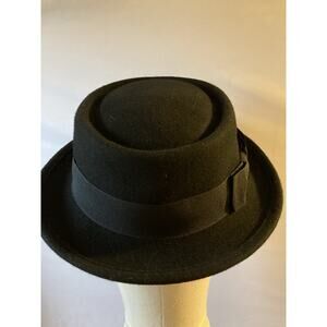 Samplife Black Wool Fedora Hat Size M Classic Wide Brim Women’s Felt Hat